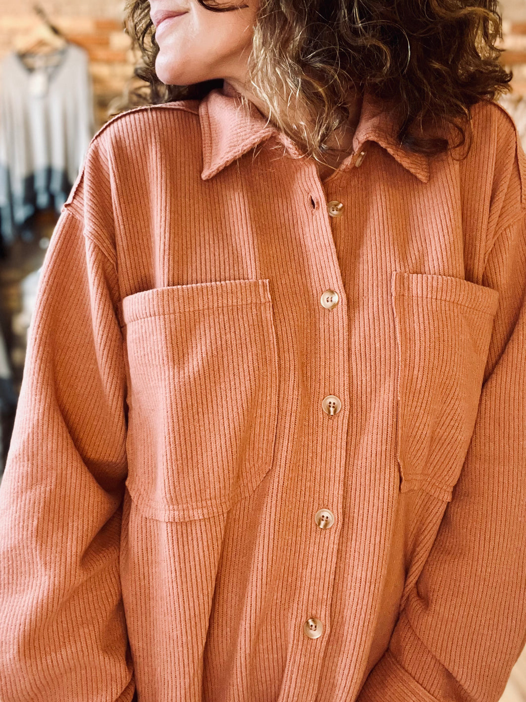 Rylie Ribbed Button Up